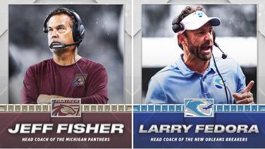 Head coach Larry Fedora of the New Orleans Breakers speaks to