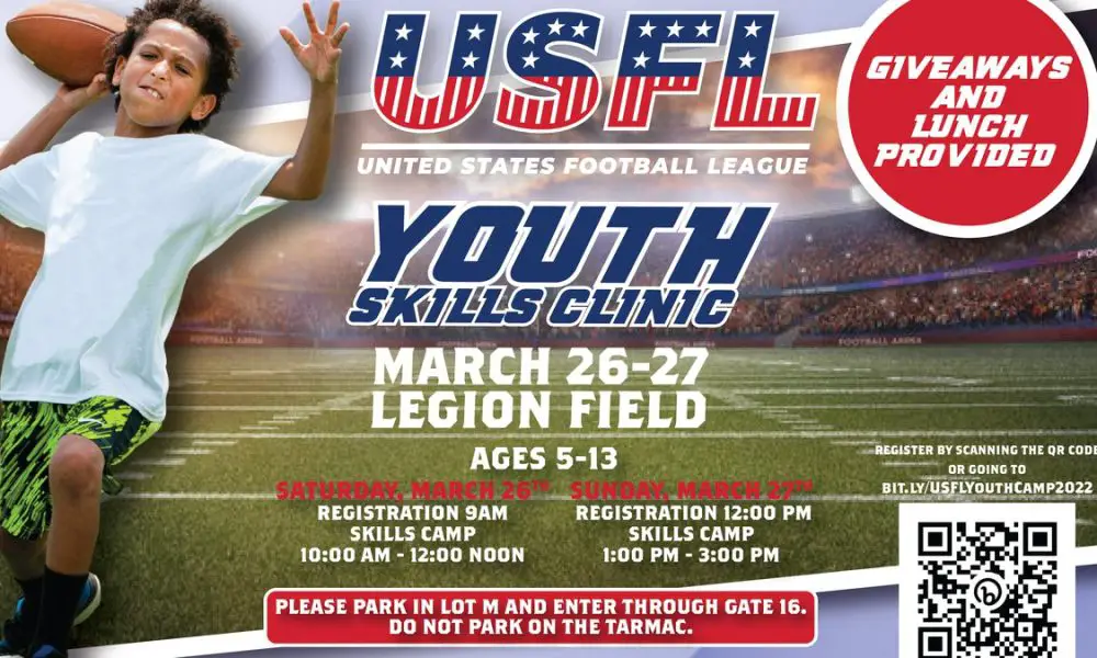 USFL Holding Youth Football Skills Clinic March 26th & 27th At Legion Field