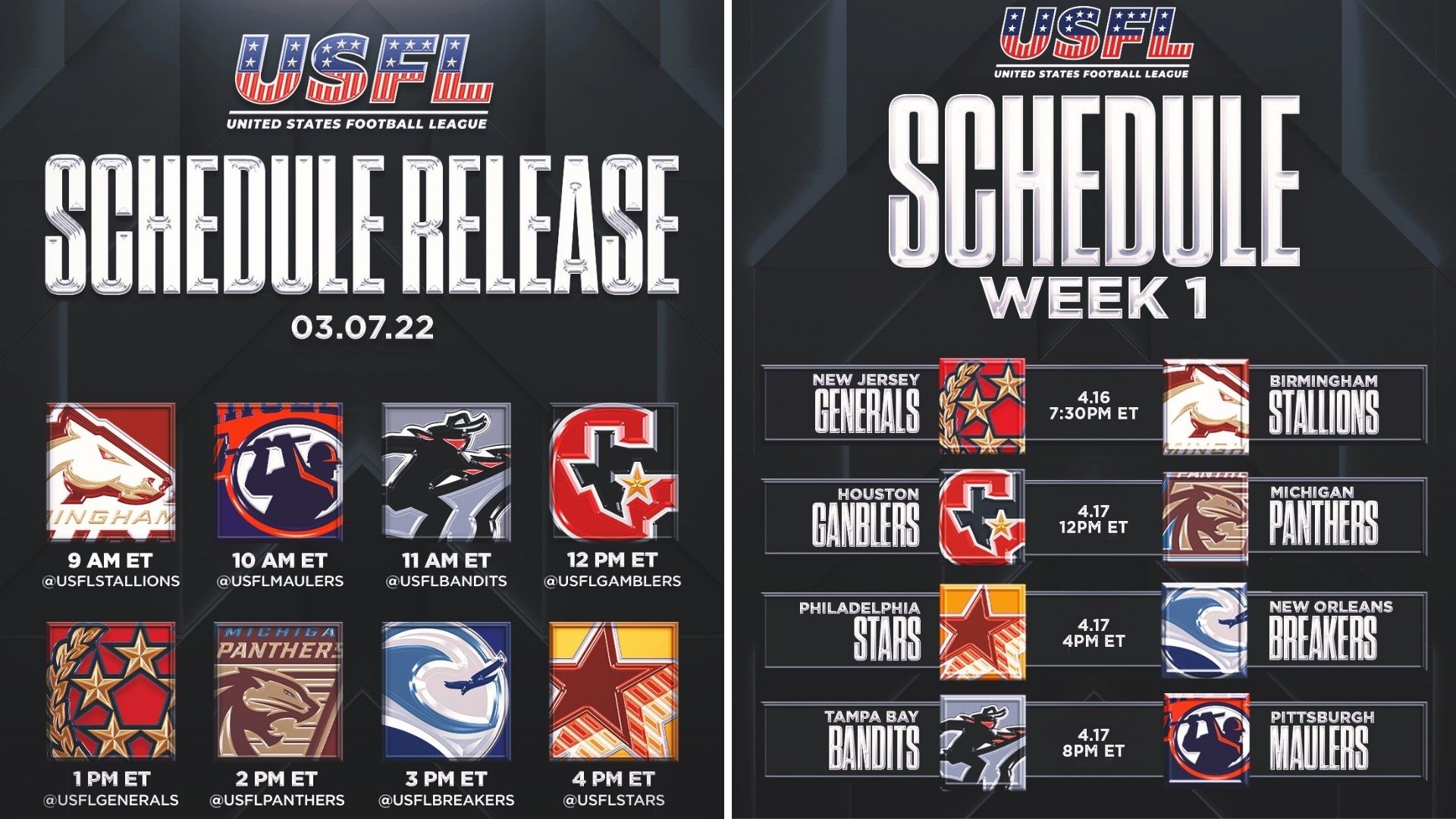 USFL Week 1 Schedule Includes Sunday TripleHeader, With Prime Time Game