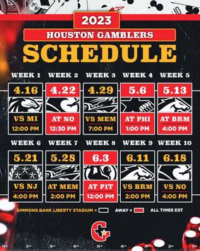 Houston Gamblers schedule for 2023 USFL season