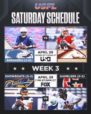 USFL Football Games on TV Today: Breakers vs. Stallions